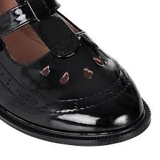 Buy DONK Flat Cut Out Brogue Shoes Black Patent Online