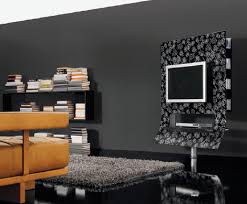 Black-ultra-moderne-tv-stand-de-verre-tablettes-et-built-in-tv