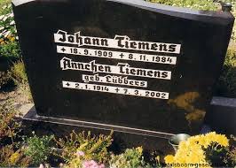 Grab von Johann Tiemens (18.09.1909-08.11.1984), Friedhof Marienhafe