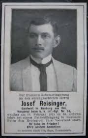 Totenzettel: Korporal Josef REISINGER (1. Weltkrieg ... - ReisingerJosef_tz