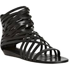 Ash Black Leather 'medi' Strappy Flat Sandals - Polyvore