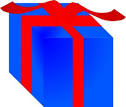 Blue Gift Box Wrapped With Red Ribbon clip art   Download free