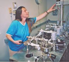 Doherty research scientist Gisela Winckler puts marble-sized samples of sediment core into this masspectrometer for purification and analysis. - gisela_300