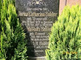 Grabstein von Gerda Rolfs Bohlen (geb. Ojemann) (07.02.1891-12.10. Häufige Nachnamen auf diesem Friedhof: Haßbargen (19) - Bohlen (18) - Janssen (18) ...