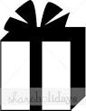 Black and White Gift Box Christmas Present Clipart