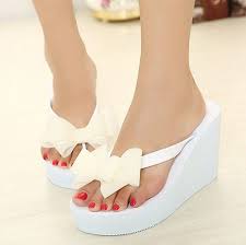 Snidel bow flip flops female beach ultra high heels slippers flip ...