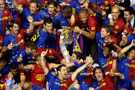 FC Barcelona celebrating success of teamwork