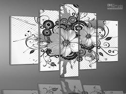 Wholesale Hand Painted Wall Art Gray Big Flower Abstact Oil ...