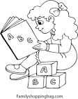 Reading coloring page
