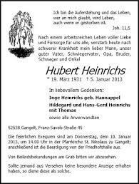 Anzeige für Hubert Heinrichs - 130007_9103