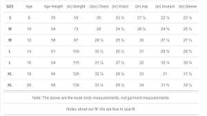SIZE CHARTS