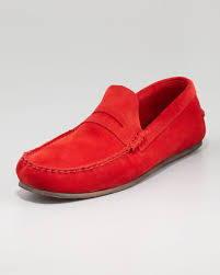 Florsheim by duckie brown Suede Penny Loafer Red in Red for Men ...