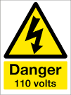 Danger 110 volts - firstsafetysigns.