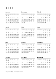 2011 printable calendar