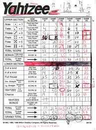 yahtzee score cards