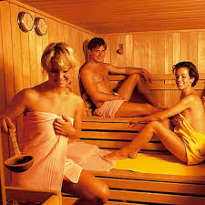 sitting in a sauna