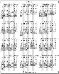 2010 calendar printable