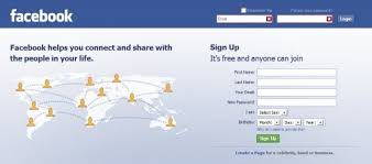 facebook login page