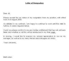 sample of resignation letter