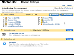 Norton 360 lets you back up or