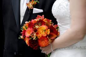 orange wedding bouquet