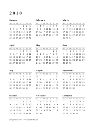 printable calendar 2010