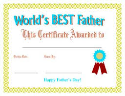 Fathers Day award certificate