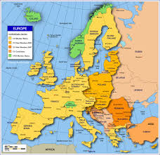 Map of Europe showing the