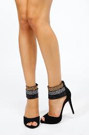 Triple Ankle Gem Ankle Strap Peep Toe Heel @ Cicihot Heel Shoes ...