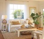 Bright Coastal Style Living Room with Blue Accent and Rustic ...
