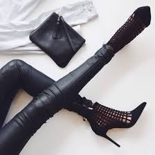 Pants: leather, leather pants, black, strappy, shoes, heels ...