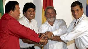 Lula con Chavez, Evo Morales y Correa