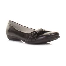 Womens Clarks Discovery Bay Black Leather Flat Ballerina Pumps ...