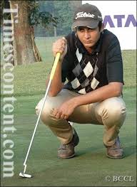 Ace golfer Manpreet Mann watches after playing a shot during the Tata Steel 112th Amateur Golf - Manpreet-Mann