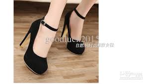 Fashion Black Bridal Wedding Shoes Gril Round Thick Heel Suede ...