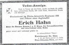 Erich Hahn war ein erfolgreicher Kampfflieger mit insgesamt sechs Luftsiegen (darunter das französische Fliegerass Rene Doumer) und flog zuletzt bei der ...