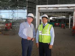 Martin Moodie and President - Projects Development Karthi Gajendran don their hard hats for a tour of Terminal 2 - india_on_site_with_karthi