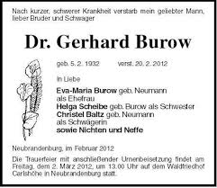Dr. Gerhard Burow-geb. 5. 2. 1 | Nordkurier Anzeigen