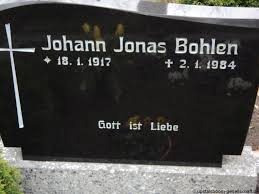 Grab von Johann Jonas Bohlen (18.07.1917-02.01.1984), Friedhof ... - hk111