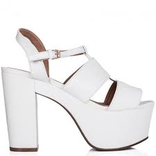 Buy CRUISE Cut Out Platform Gladiator Sandal Shoes White Leather ...