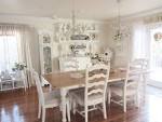 Luxurious White Cottage Dining Room Ideas with Long Wooden Dining ...