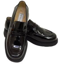 Womens Black Patent Leather Loafers Slip on Flat Brogues Ladies ...