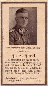 Totenzettel: Feldwebel Hans HACKL, 2. Weltkrieg - Onlineprojekt ... - Hackl_Hans