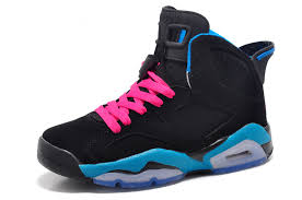 Jordan 6 GS Black Pink Blue Basketball Shoes for sale