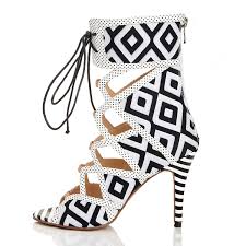 Fashionable Elegant Black & White Cut-Outs Dress Sandals ...