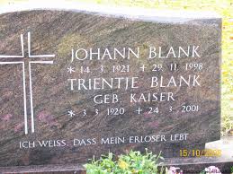 Grab von Johann Blank (14.03.1921-29.11.1998), Friedhof ... - ln008