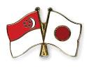 Crossed Flag Pins Singapore-Japan Flags
