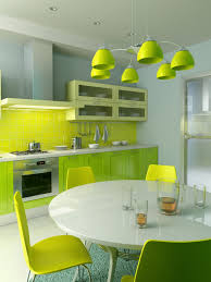 green and yellow fresh kitchen design