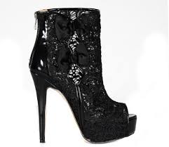 Black Lace Stiletto Heels Peep-toe Ankle Boots - Shoespie.com