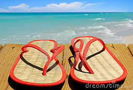 Straw Flip Flops On Beach Pier Royalty Free Stock Photo - Image ...